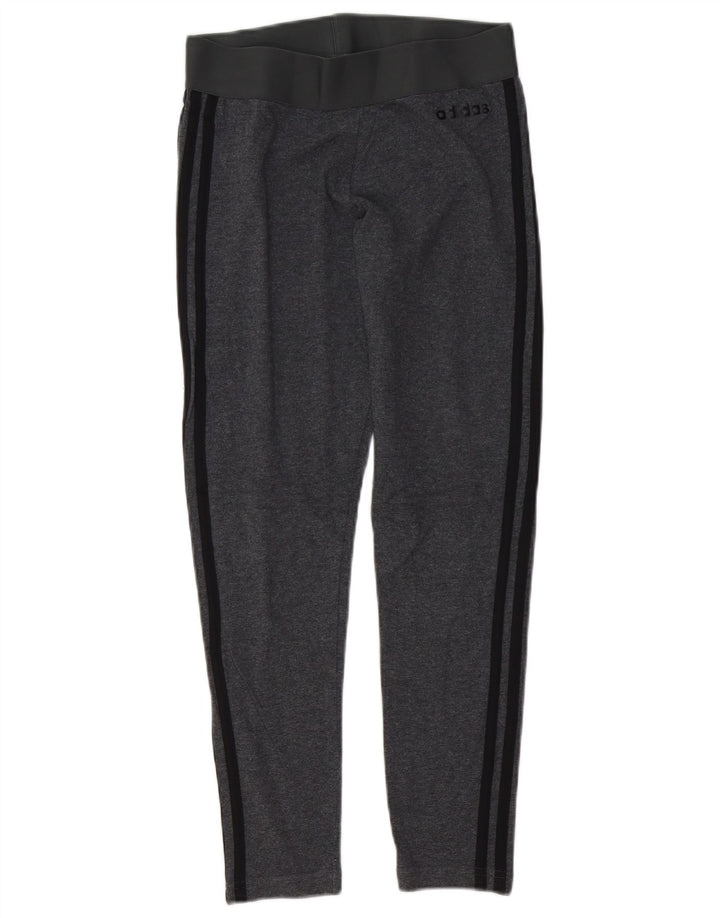 ADIDAS Damen Leggings UK 8/10 Small Graue Baumwolle