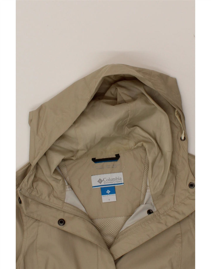 COLUMBIA Womens Hooded Raincoat UK 10 Small Beige Nylon Vintage Columbia and Second-Hand Columbia from Messina Hembry 