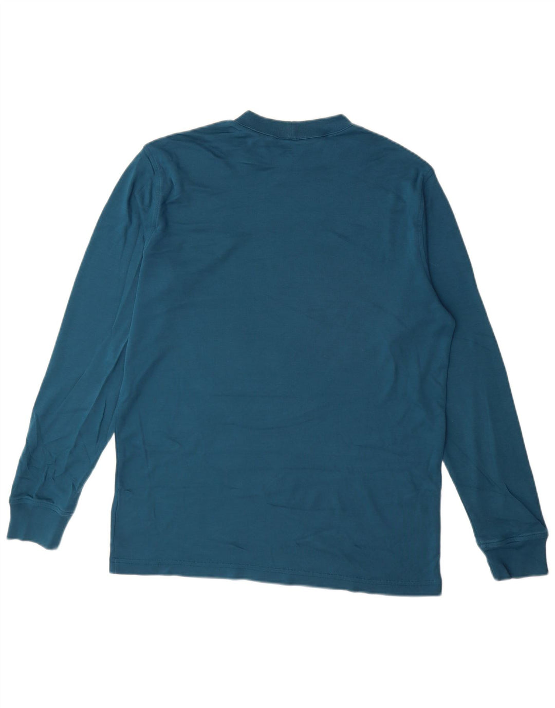 Lands End Herren-Oberteil, langärmelig, mittelblaue Baumwolle