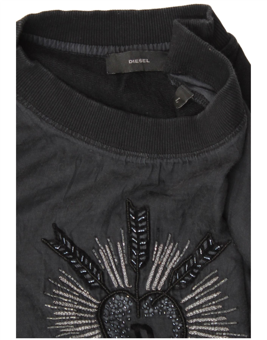 Diesel Womens Graphic Sweatshirt Pullover UK 14 Large Schwarz