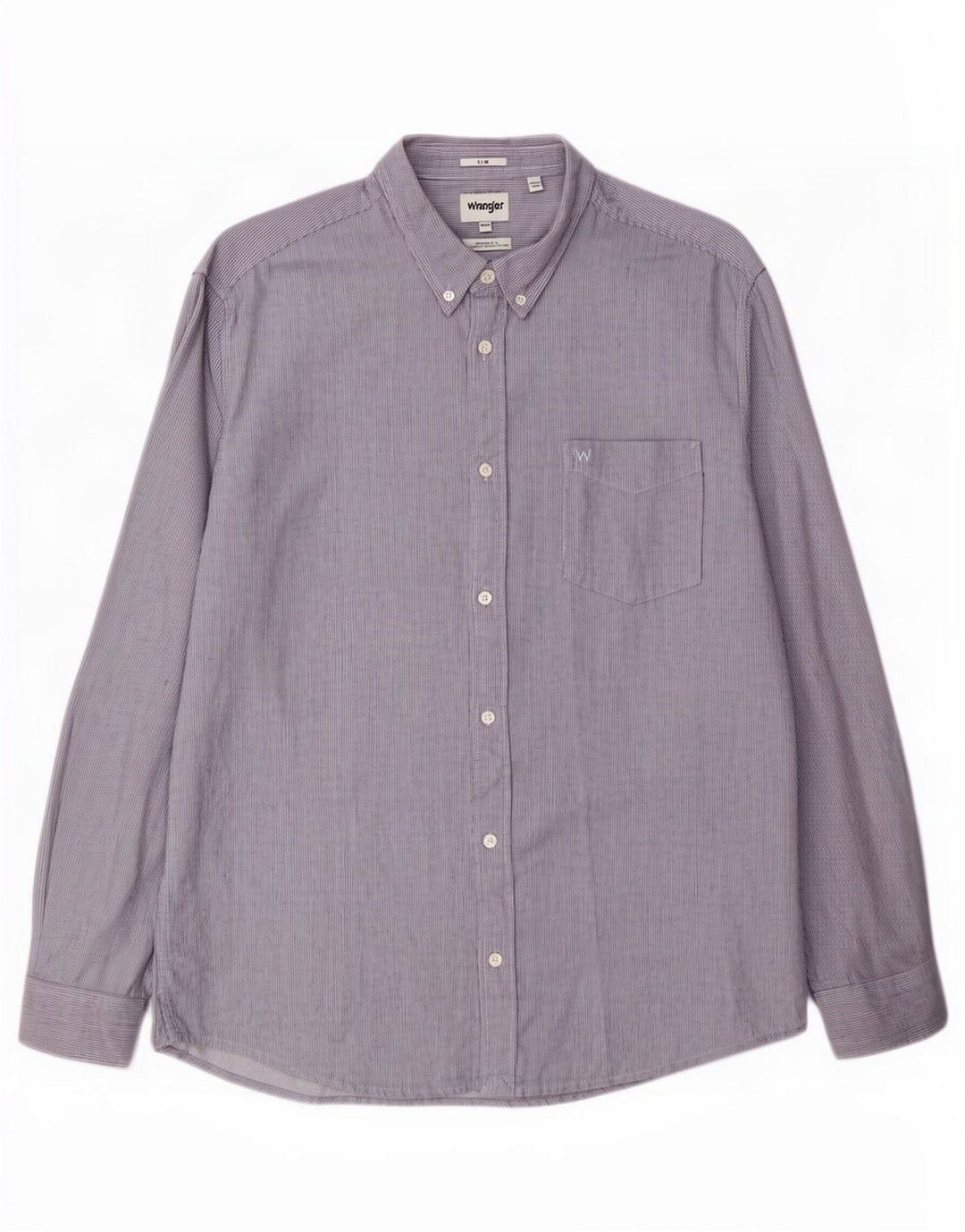 Wrangler Herren-Slim-Hemd 2XL aus blauer Nadelstreifen-Baumwolle