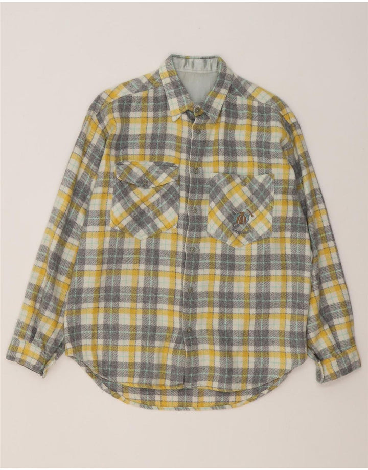 Vintage Herren Flanellhemd Mittelgelb kariert