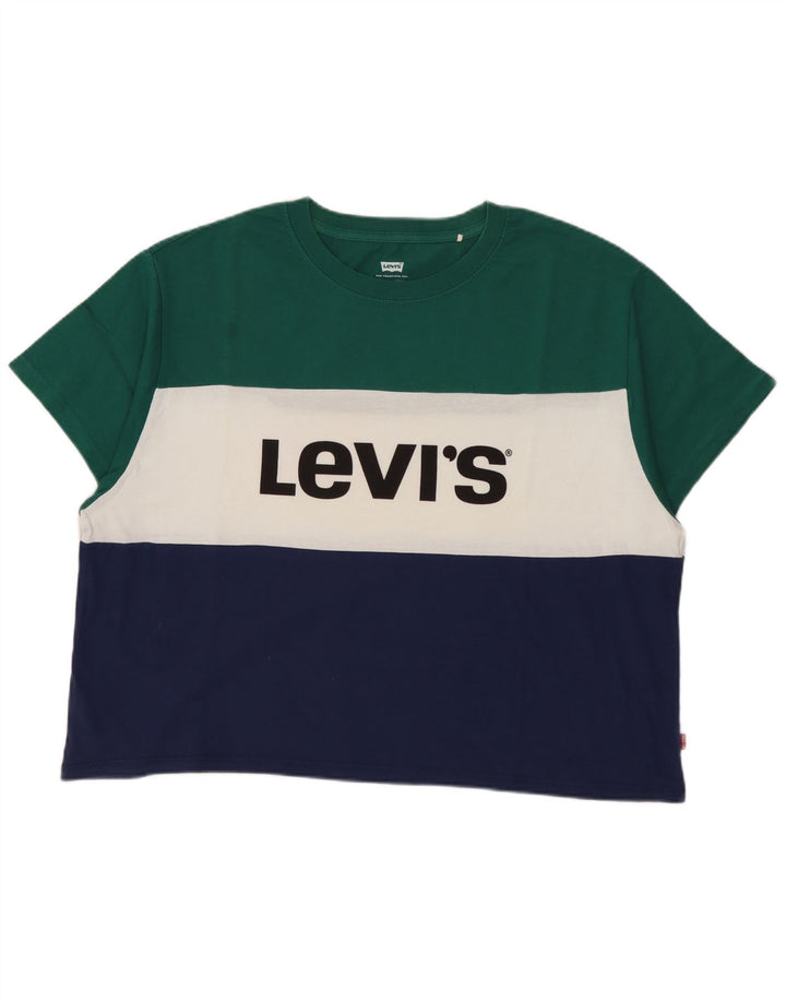 LEVI'S Damen Crop Graphic T-Shirt Top UK 10 Small Mehrfarbig