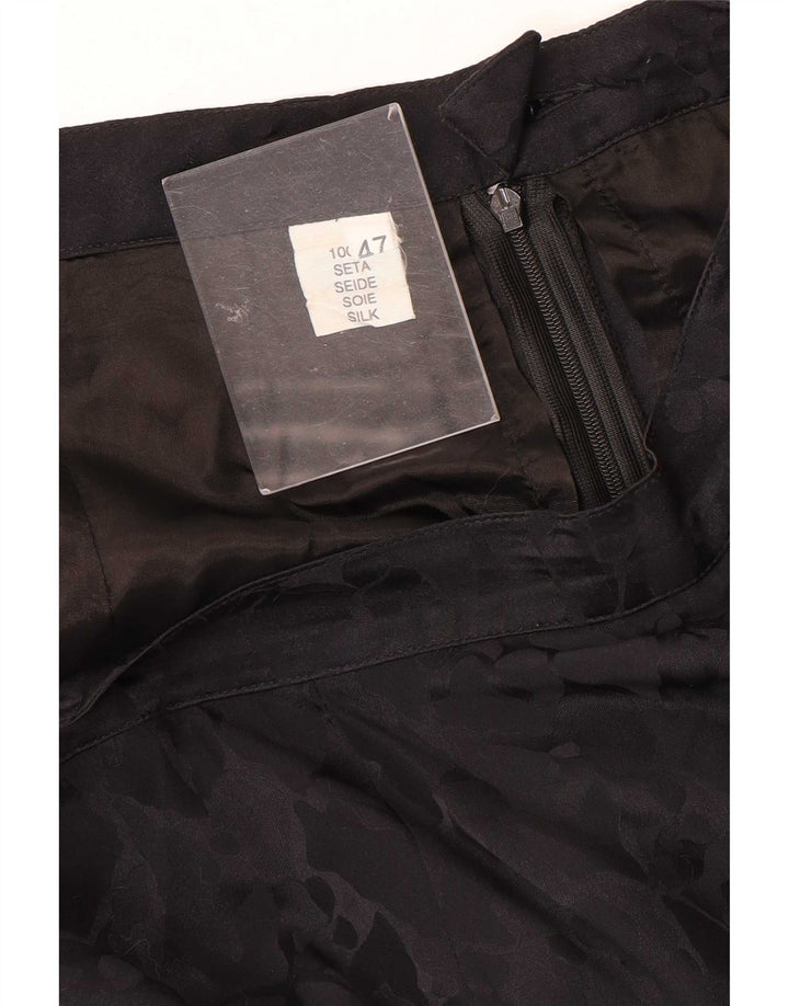 Vintage Damen Gerader Rock IT 46 Groß W34 Schwarze Seide