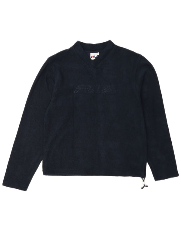 Fila Damen Grafik-Sweatshirt-Pullover IT 42 Mittelmarineblaue Baumwolle
