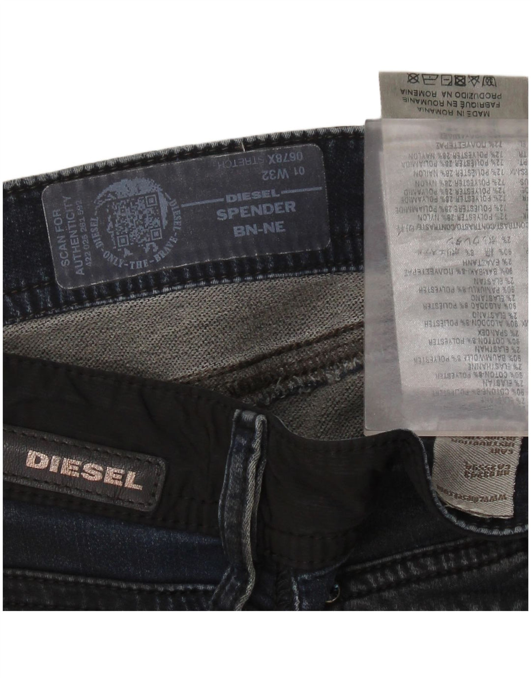 DIESEL Herren Spender Skinny Jeans W32 L30 Blaue Baumwolle