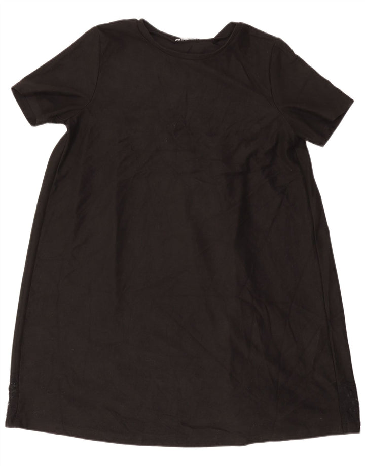 ZARA Damen-A-Linien-Kleid, Gr. 46, Größe L, Schwarz, Blumenmuster, Polyester