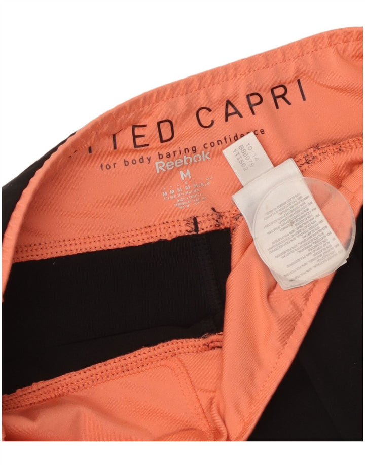 Reebok Damen Taillierte Capri-Leggings UK 14 Medium Schwarz Polyester