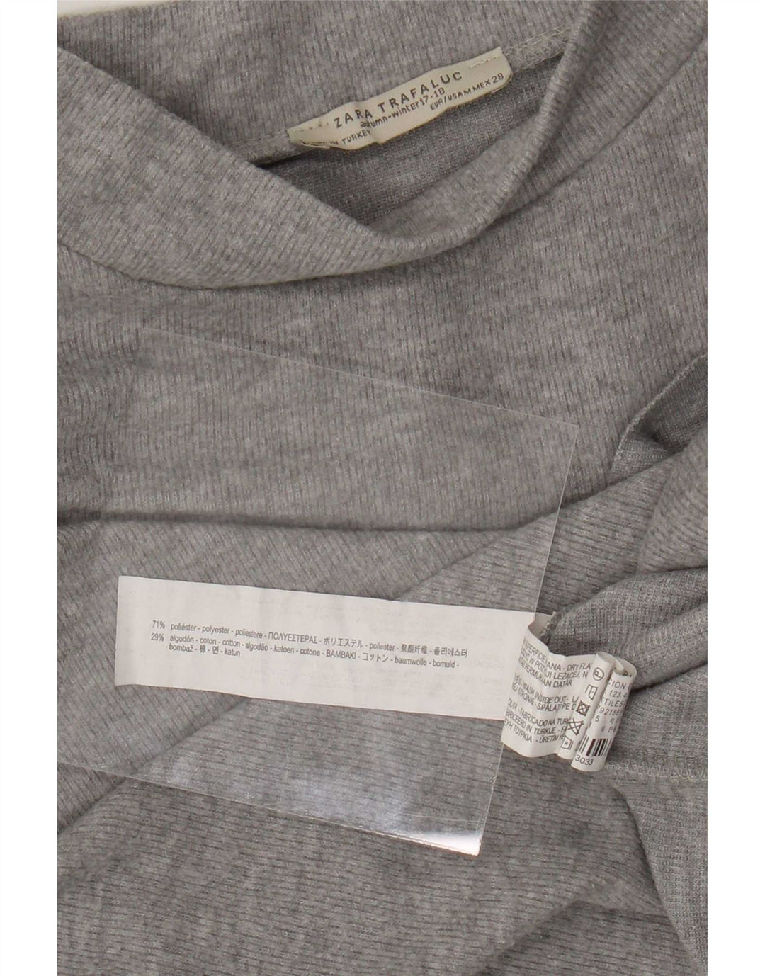 Zara Damen Trafaluc Crop T-Shirt Top UK 14 Mittelgraues Polyester