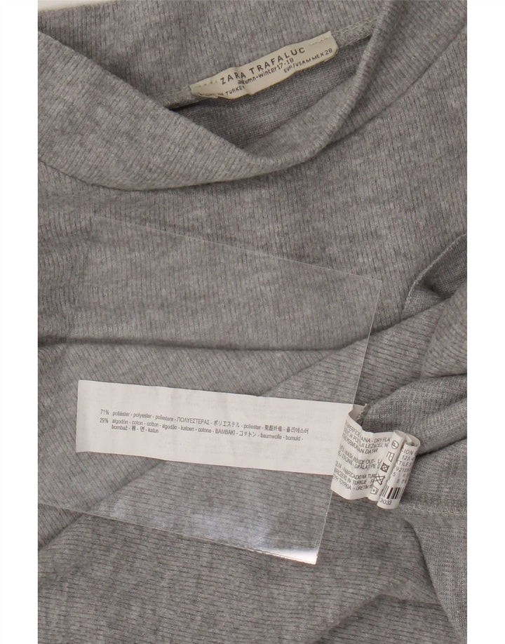 Zara Damen Trafaluc Crop T-Shirt Top UK 14 Mittelgraues Polyester