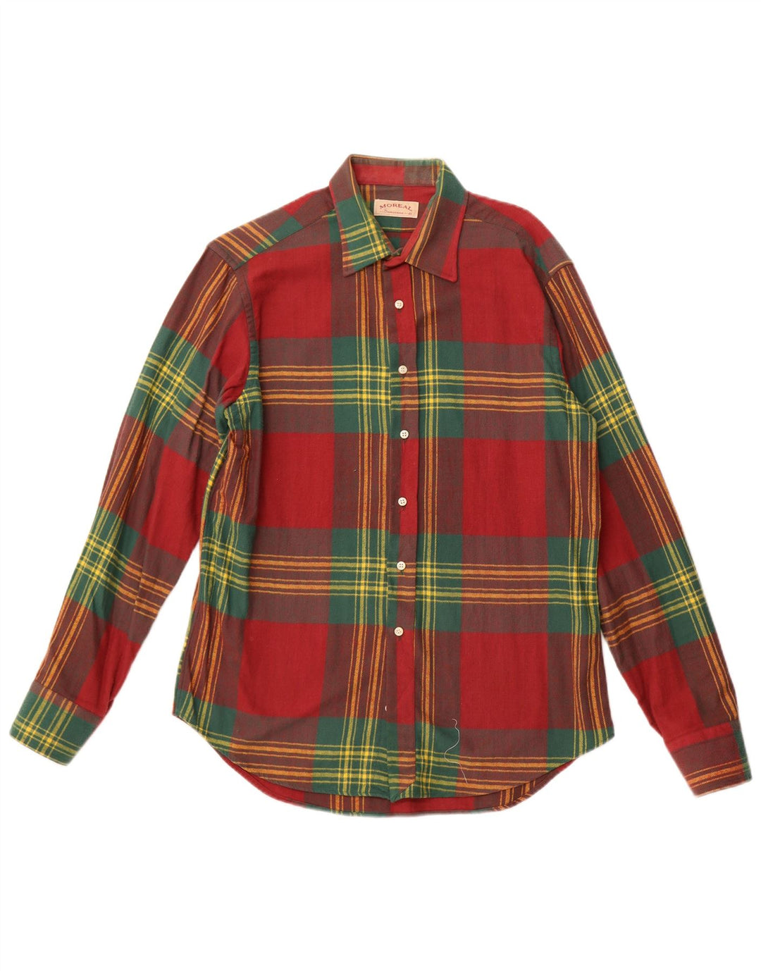 MOREAL Herren-Flanellhemd, Größe 40, mittelrot, kariert, Baumwolle