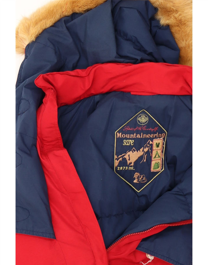 VINTAGE Womens Hooded Windbreaker Jacket UK 16 Large Red Colourblock Vintage Vintage and Second-Hand Vintage from Messina Hembry 