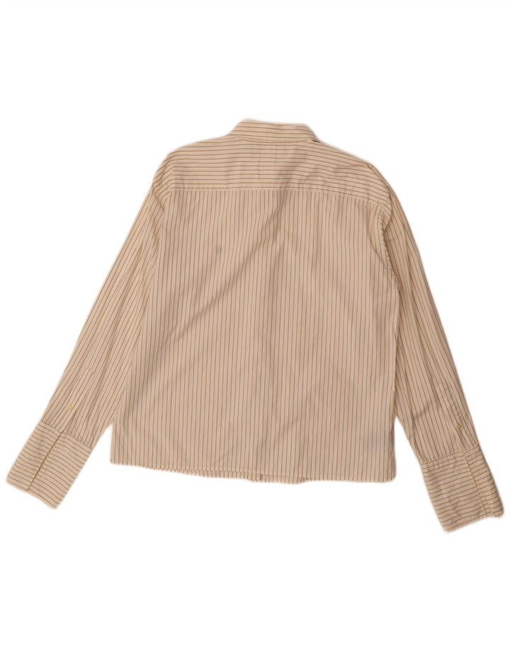 Ralph Lauren Damen-Hemd mit regulärer Passform, US 10, groß, beige gestreift