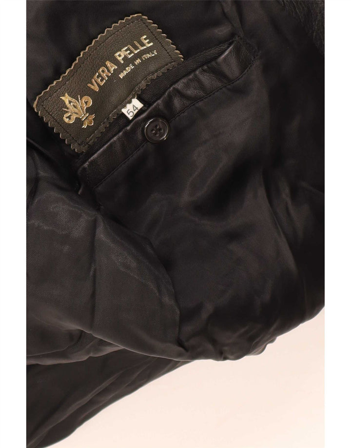 Vintage Herren Ledermantel IT 54 2XL Schwarz