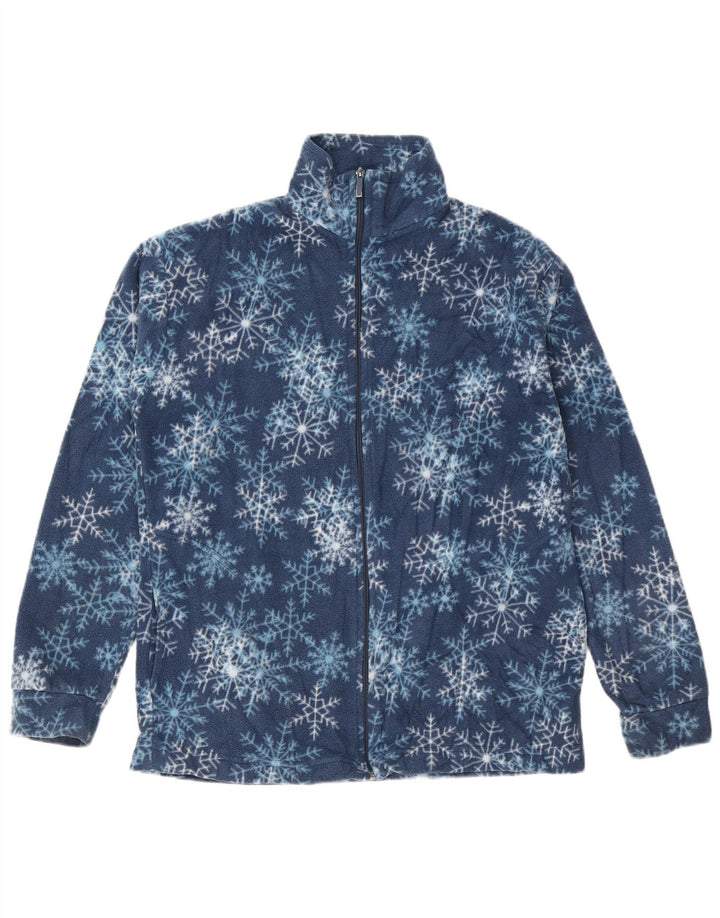 VINTAGE Damen Fleecejacke UK 20 2XL Marineblau Fair Isle Polyester