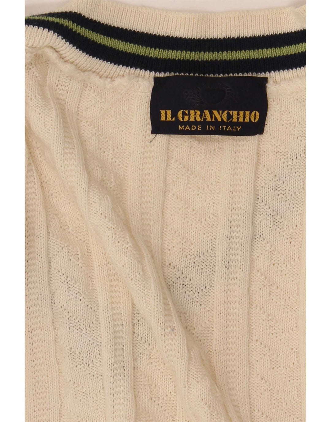 Il Granchio Herren-Pullover mit V-Ausschnitt, mittelgroß, gebrochenes Weiß