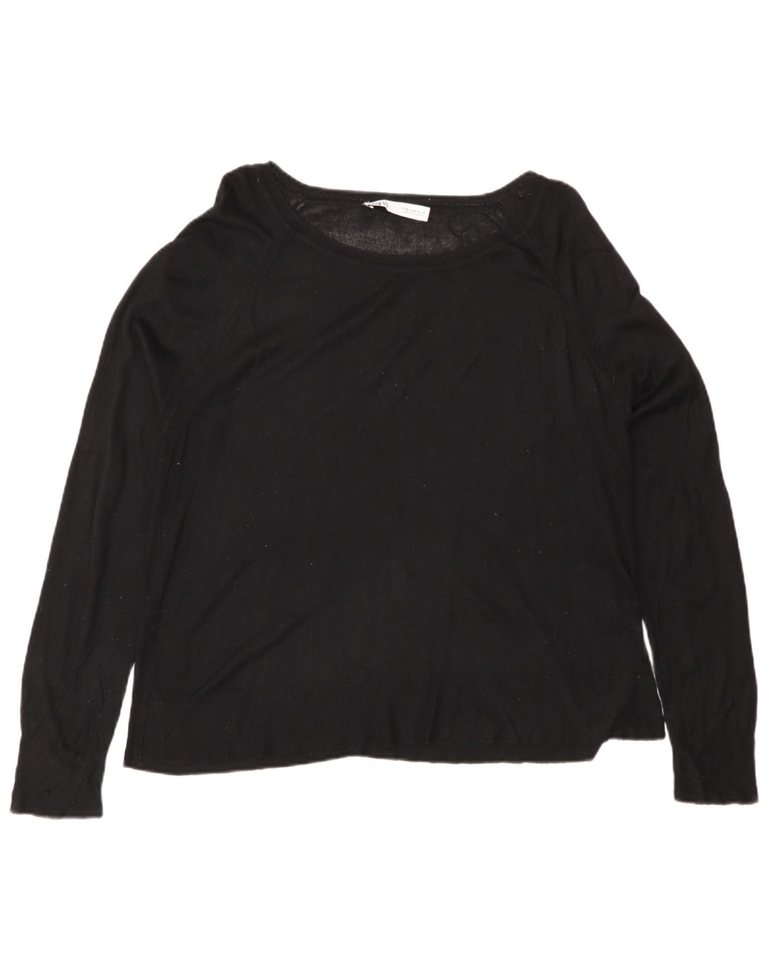 Zara Damen-Pullover mit U-Boot-Ausschnitt, Gr. 14, mittelschwarz