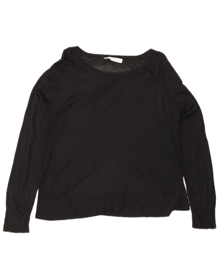 Zara Damen-Pullover mit U-Boot-Ausschnitt, Gr. 14, mittelschwarz