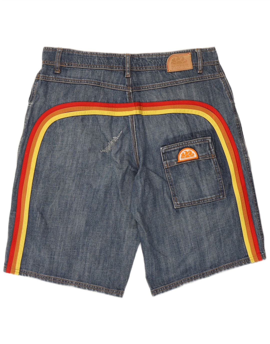 SUNDEK Herren-Jeansshorts W36, große, blau gestreifte Baumwolle