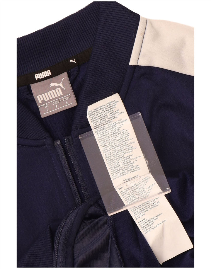 Puma Herren-Trainingsanzug-Top-Jacke, klein, marineblaues Farbblock-Polyester