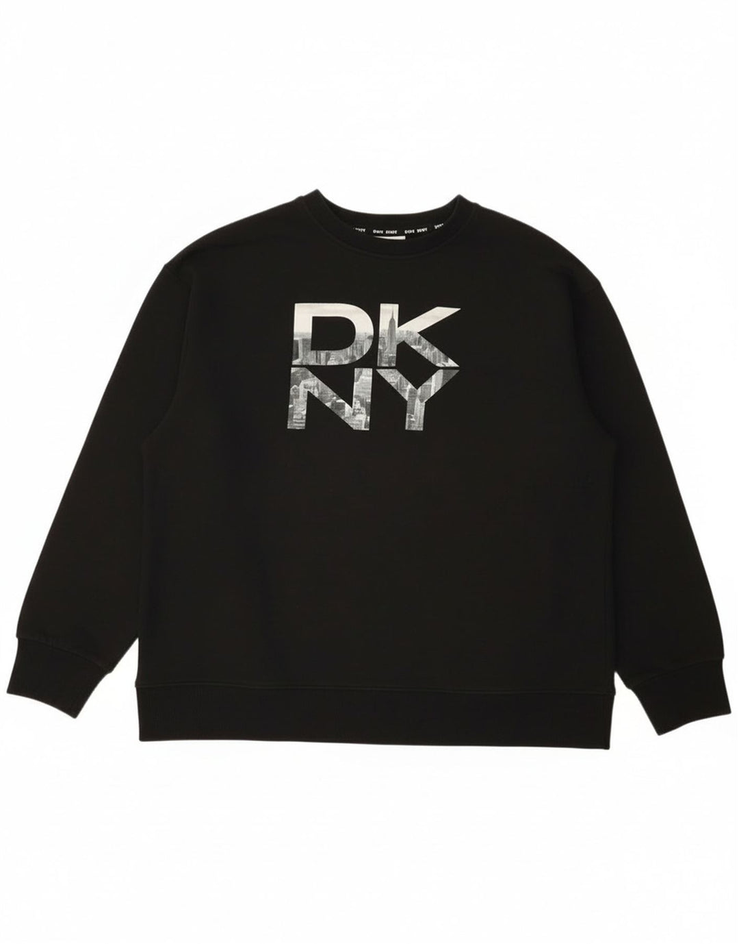 Dkny Herren Grafik-Sweatshirt-Pullover aus mittelschwarzer Baumwolle