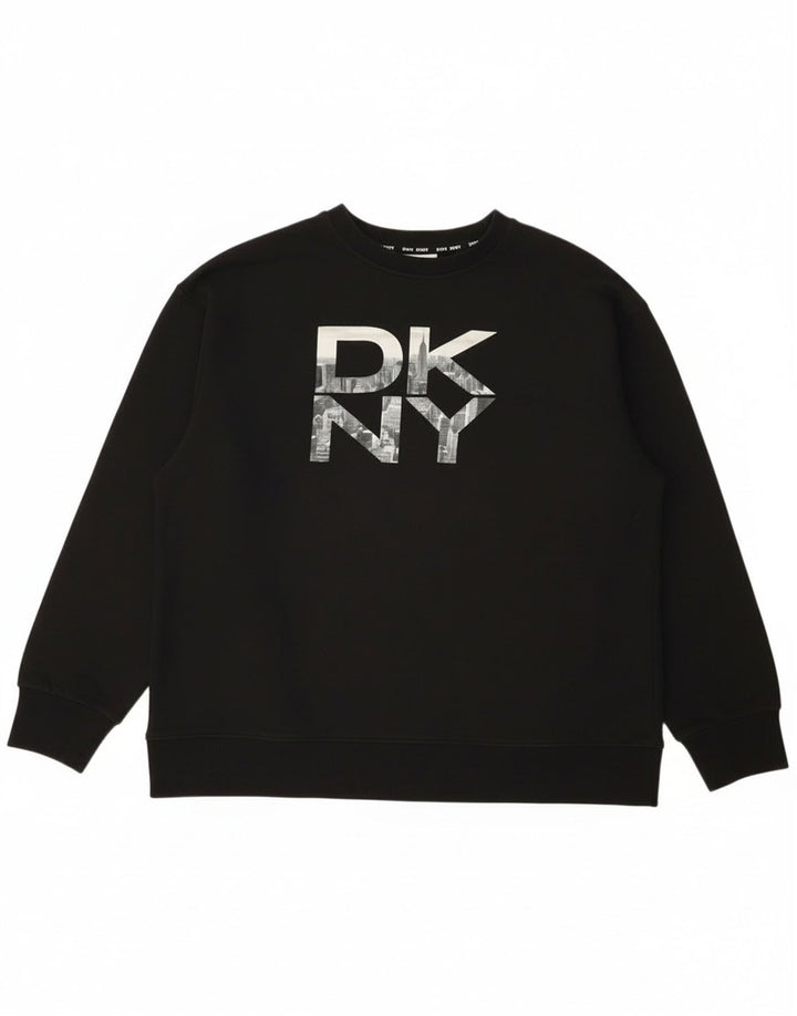 Dkny Herren Grafik-Sweatshirt-Pullover aus mittelschwarzer Baumwolle
