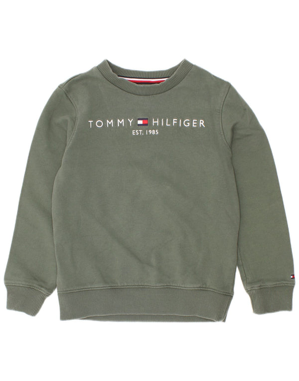 Tommy Hilfiger Jungen-Sweatshirt mit Grafik, 5–6 Jahre, grüne Baumwolle