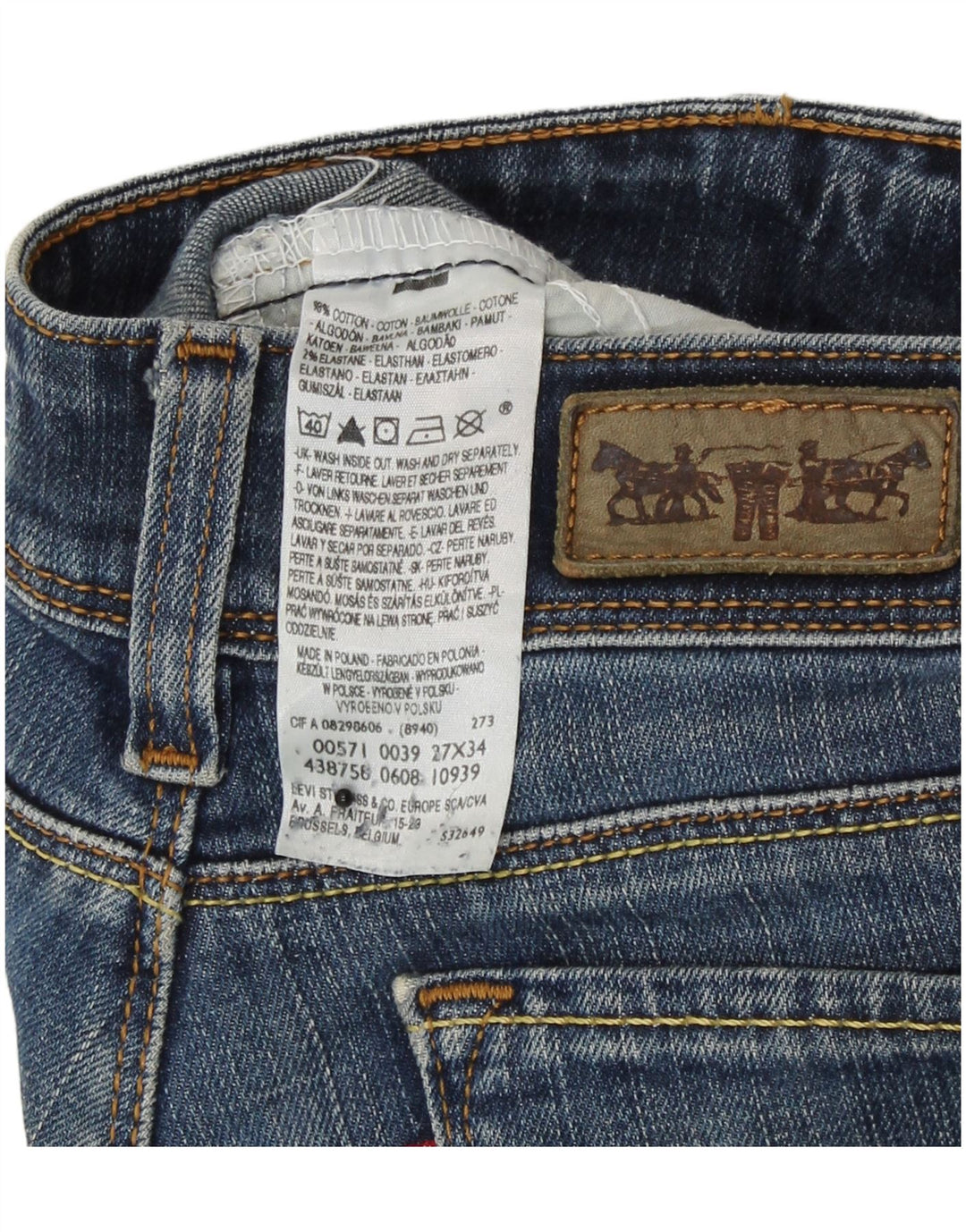 Levi's Damen 571 Slim Jeans W27 L31 Blaue Baumwolle