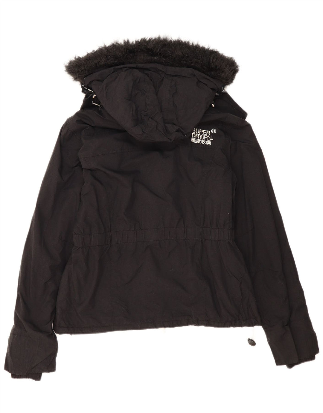 Superdry Damen-Windbreakerjacke mit Kapuze, UK 16, Größe L, Schwarz, Polyester