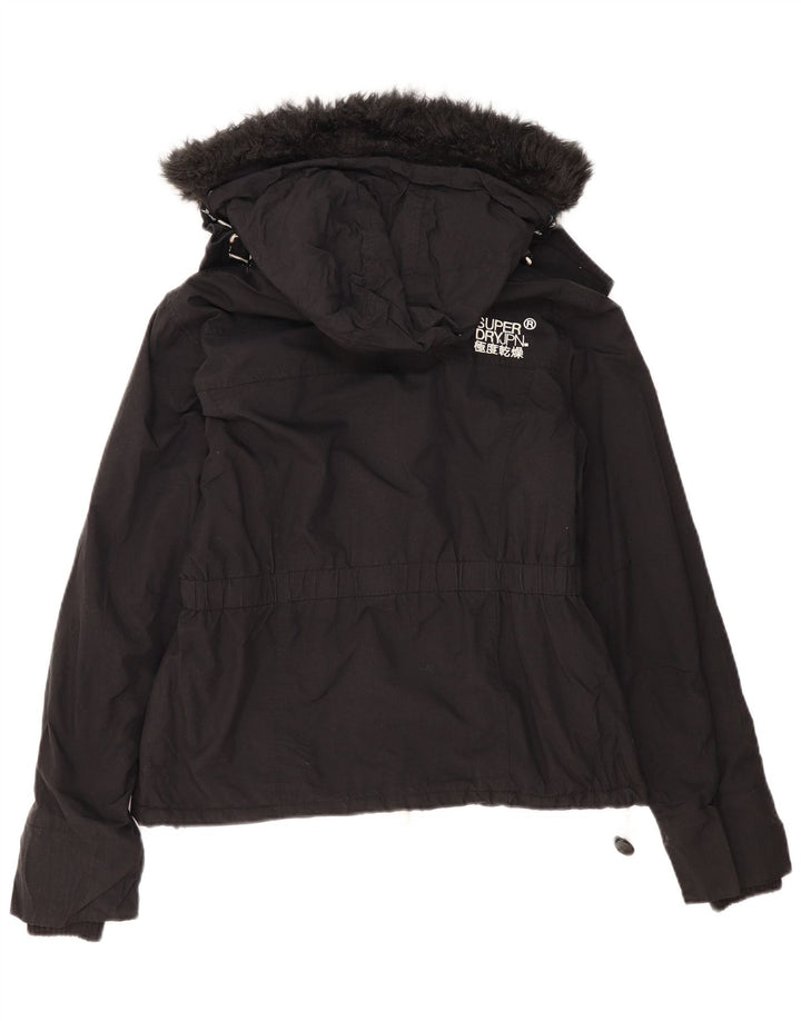 Superdry Damen-Windbreakerjacke mit Kapuze, UK 16, Größe L, Schwarz, Polyester