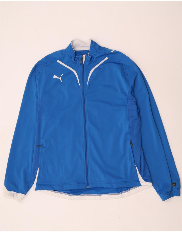 Puma Herren-Trainingsanzugoberteil, Jacke, 2XL, blaues Colourblock-Polyester