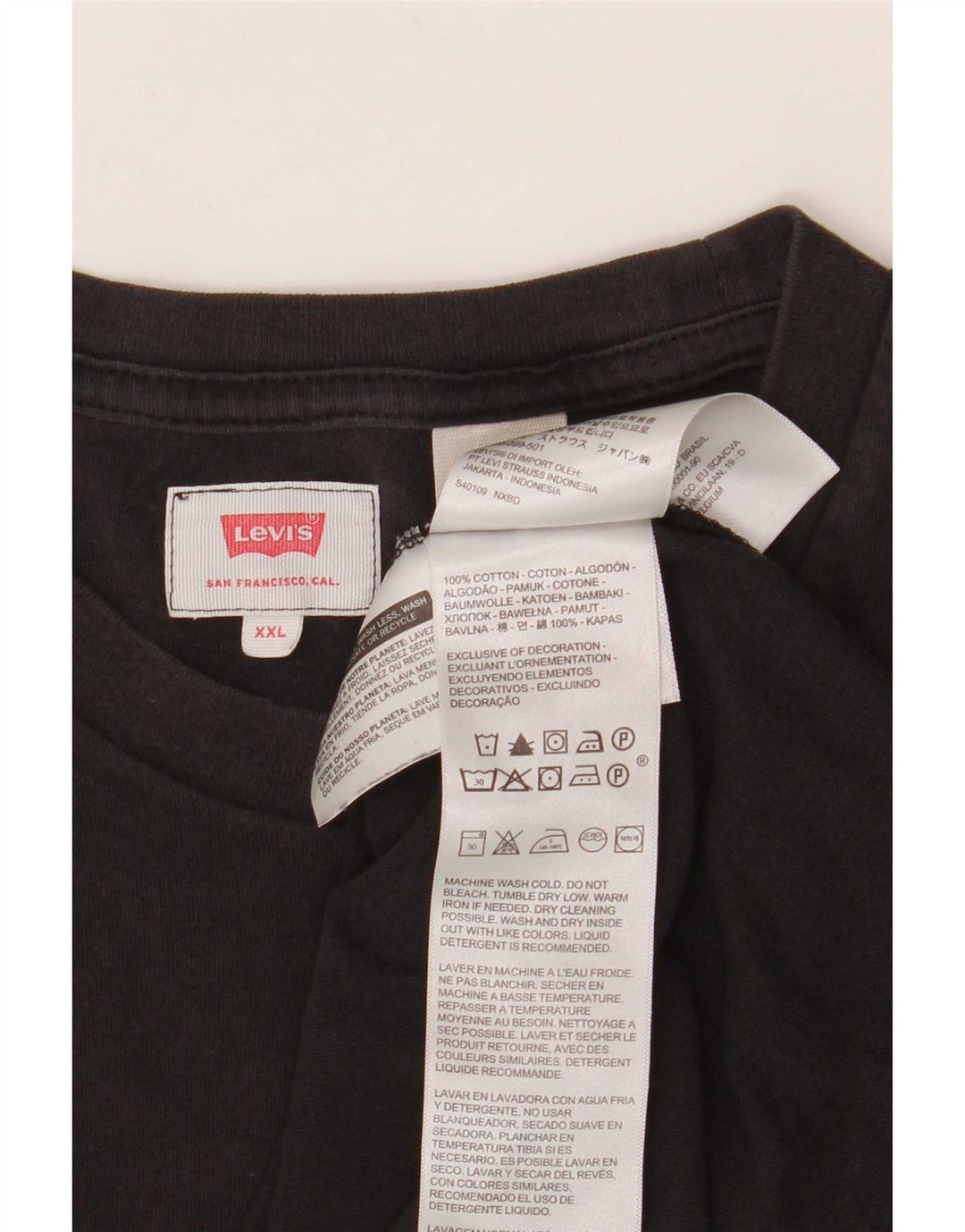 Levi's Herren T-Shirt Top 2XL Schwarz Baumwolle