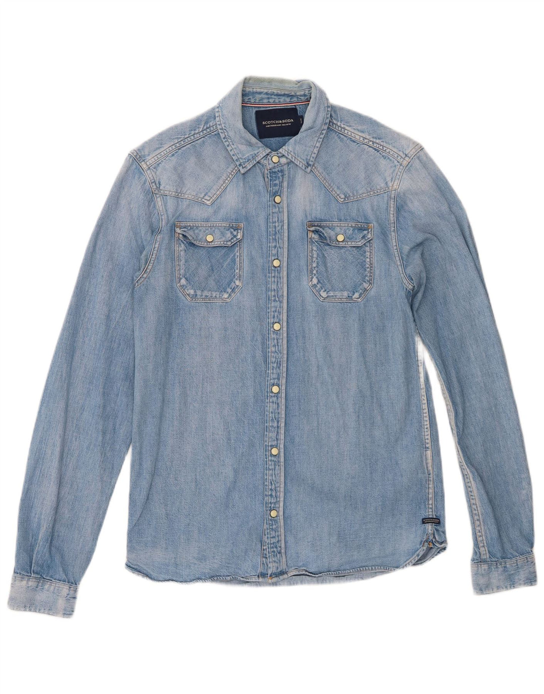 Scotch & Soda Slim Jeanshemd für Herren aus mittelblauer Baumwolle