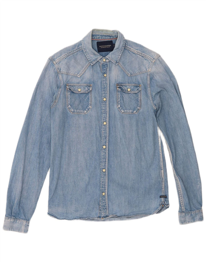 Scotch & Soda Slim Jeanshemd für Herren aus mittelblauer Baumwolle