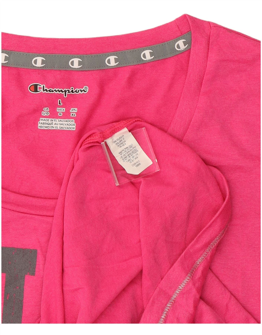 Champion Damen Grafik-T-Shirt-Oberteil UK 14 Large Pink Polyester