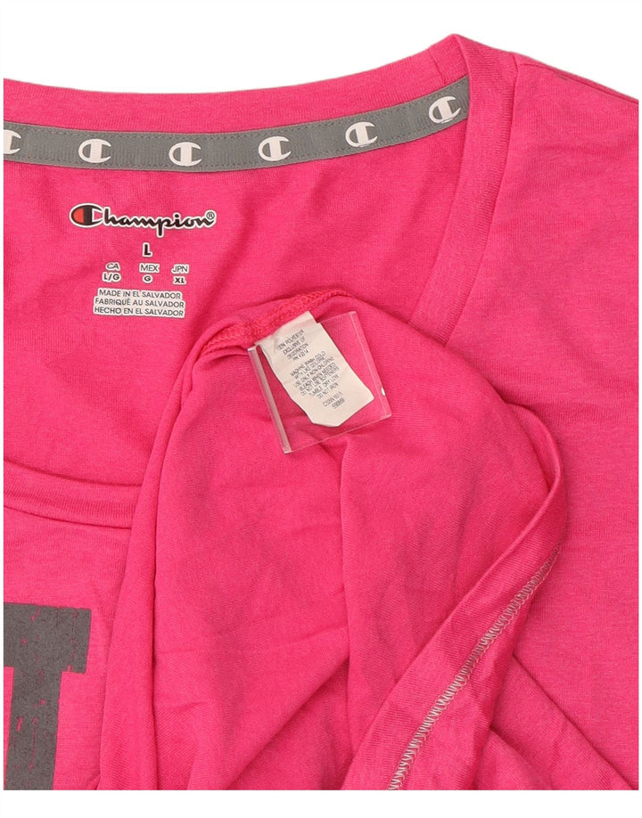 Champion Damen Grafik-T-Shirt-Oberteil UK 14 Large Pink Polyester