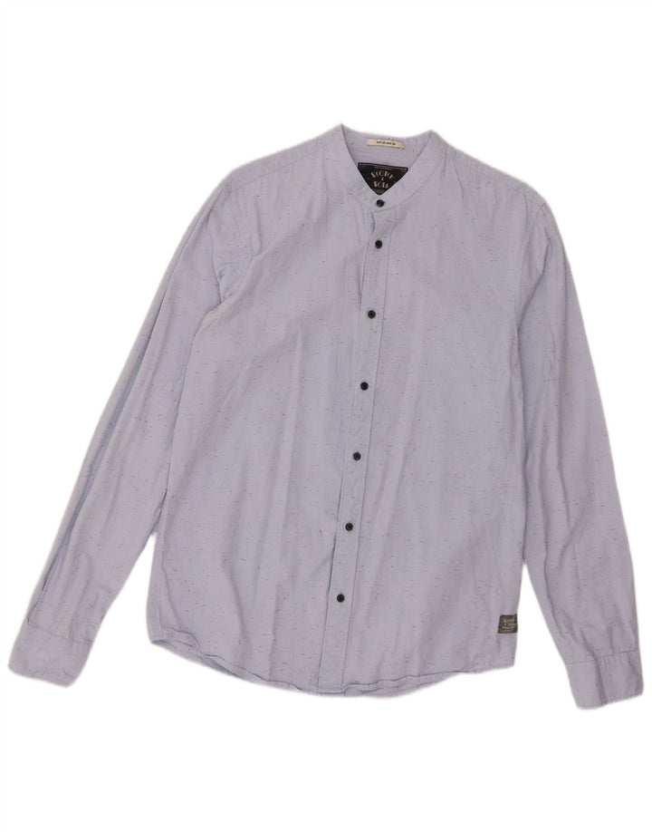 Scotch & Soda Herrenhemd aus mittelblau gefleckter Baumwolle