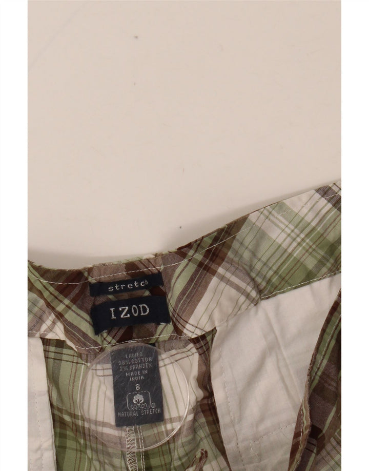 IZOD Damen Chino-Shorts US 8 Medium W32 Khaki Check Baumwolle