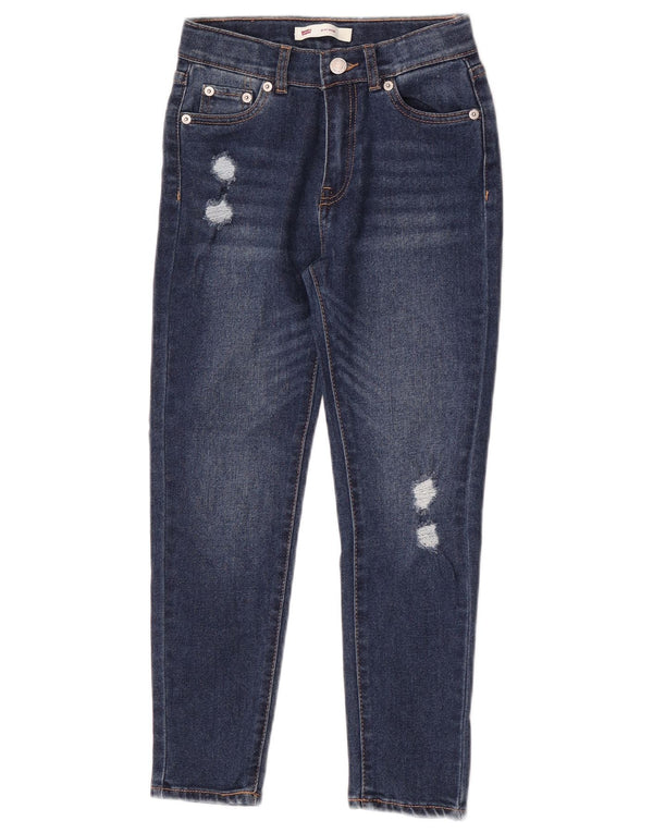 Levi's Mädchen Mini Mom Distressed Tapered Jeans, 7–8 Jahre, W22 L22, Blau