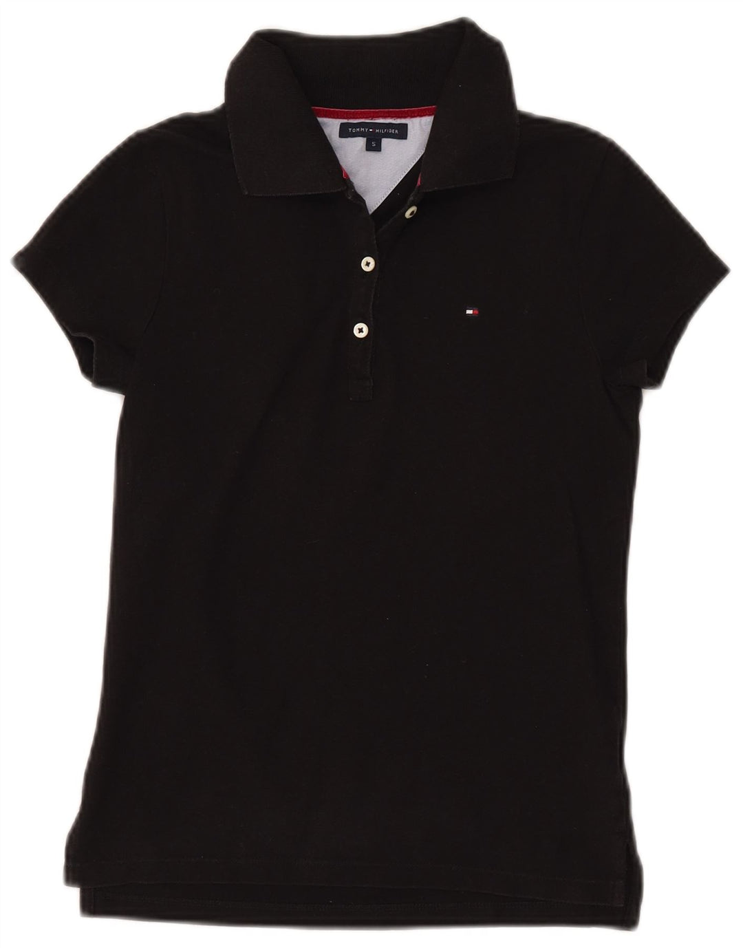 TOMMY HILFIGER Damen Poloshirt UK 8 Small Schwarz Baumwolle