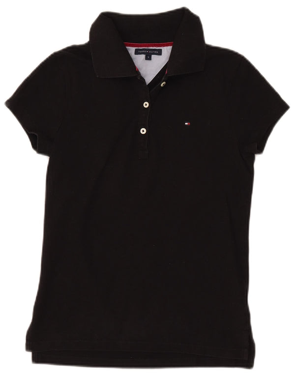 TOMMY HILFIGER Damen Poloshirt UK 8 Small Schwarz Baumwolle