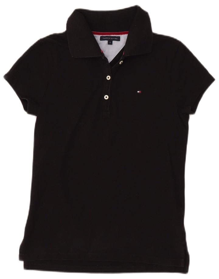 TOMMY HILFIGER Damen Poloshirt UK 8 Small Schwarz Baumwolle