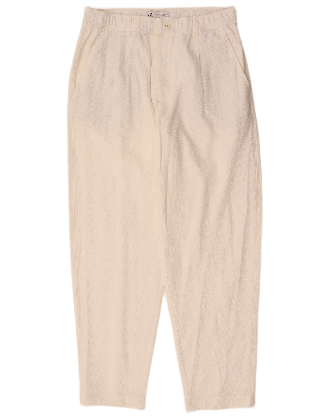 Zara Herren-Chinohose mit Pegged, Größe M, W31, L29, weiße Baumwolle
