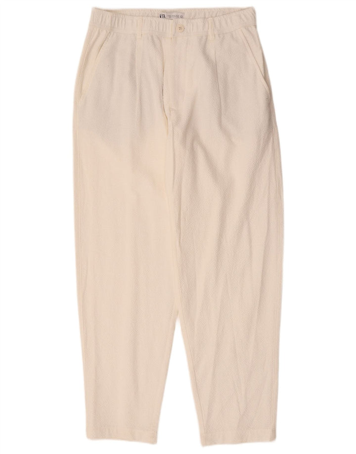 Zara Herren-Chinohose mit Pegged, Größe M, W31, L29, weiße Baumwolle