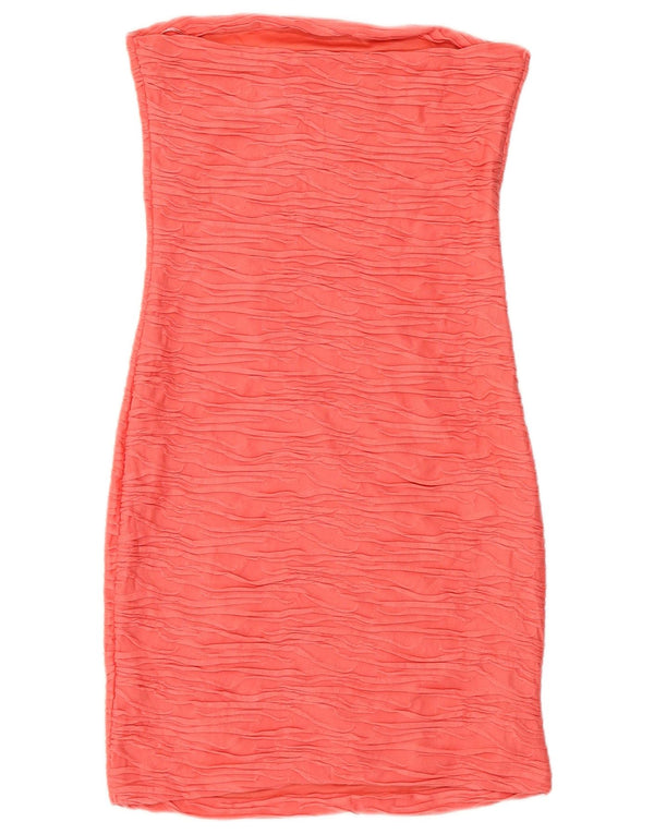 Zara Damen Trägerloses, figurbetontes Kleid UK 14 Mittelrosa Polyester