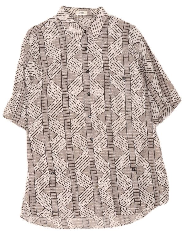 Vintage Herren Kurzarmshirt XL Grau Geometrisch