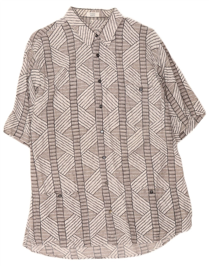Vintage Herren Kurzarmshirt XL Grau Geometrisch