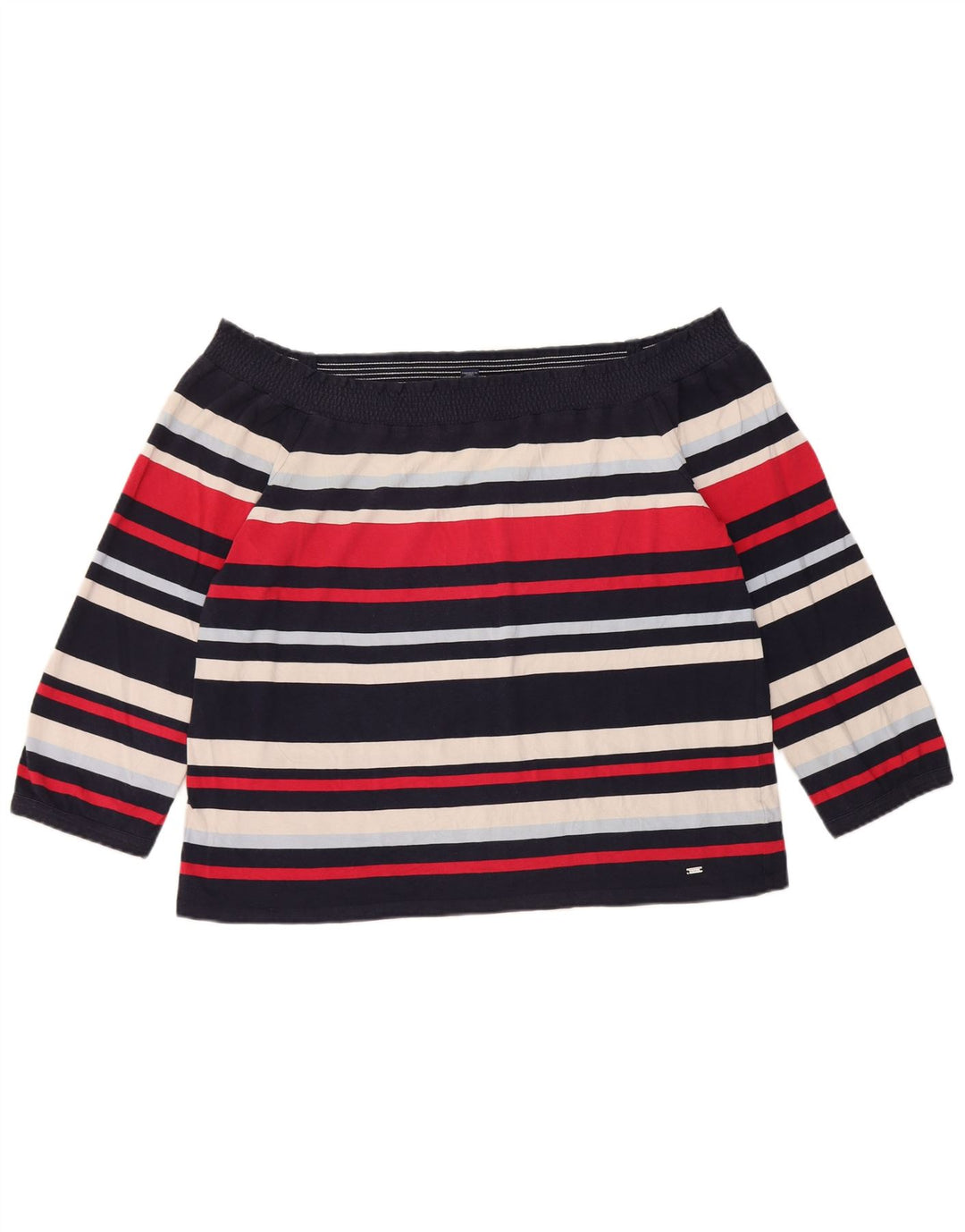 Tommy Hilfiger Damen-Oberteil mit 3/4-Ärmeln, schulterfrei, UK-Größe 44, Größe L, mehrfarbig
