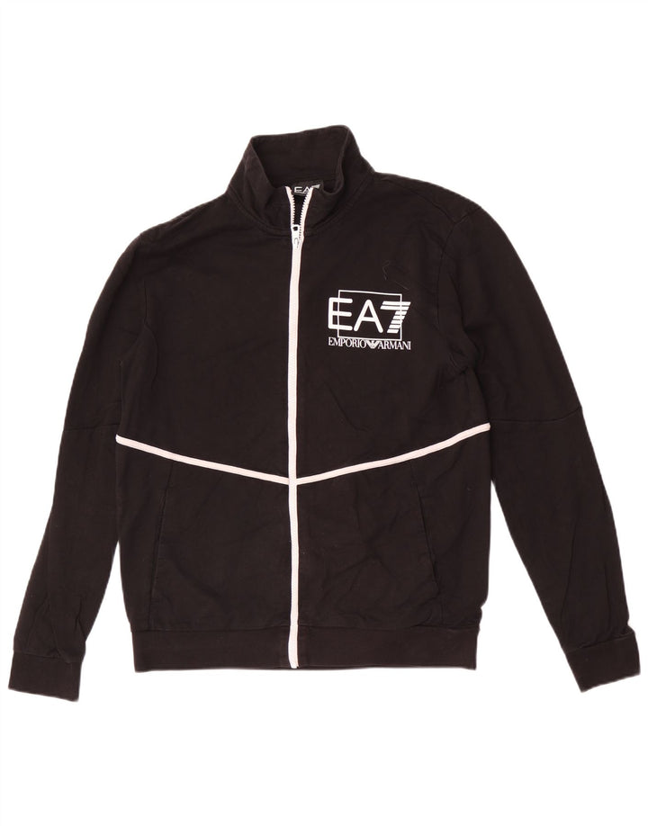 Emporio Armani Herren Grafik-Trainingsanzug-Oberteil, Jacke, Mittelschwarz, Baumwolle