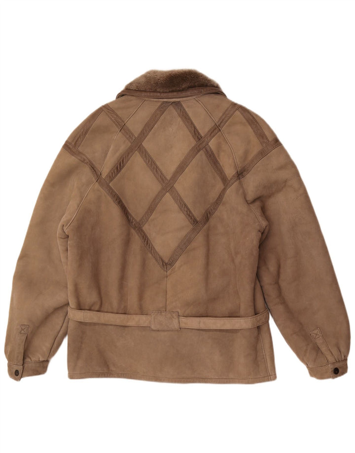 Vintage Damen Shearling Jacke UK 18 XL Grau